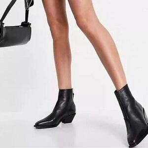 All Saints Black Leather Western Boots